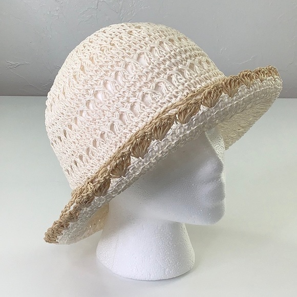 Augusta Hats Paper Crochet Hemmed Dual Color Packable Bowler Hat Size OS EUC - Picture 4 of 13